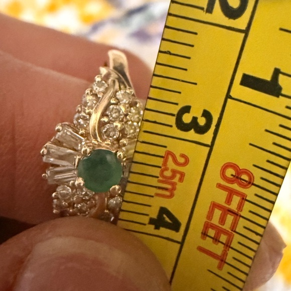 Vintage 10kt Gold Emerald & 19 Genuine Diamond Ballerina (cocktail) Ring 7 1/2 - Picture 14 of 16
